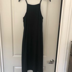 Abercrombie & Fitch High Neck Black Midi Dress with Slit and side zipper